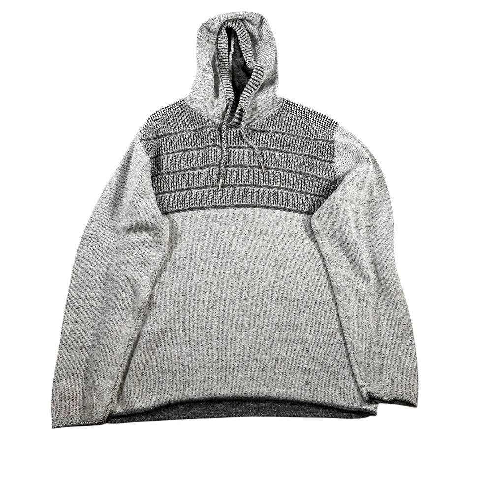 BKE Mens Gray Knit Hooded Sweater Size XL‎ Cotton Blend Pullover